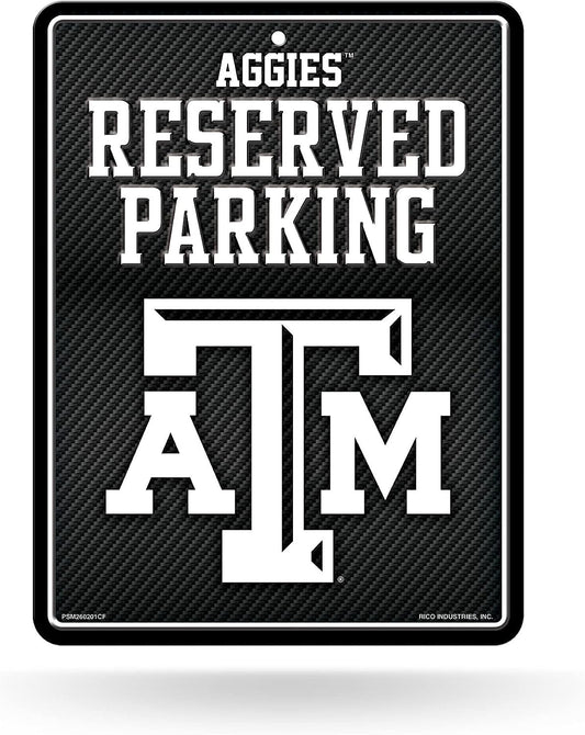 Texas A&M University Aggies Metal Parking Novelty Wall Sign 8.5 x 11 Inch Carbon Fiber Design