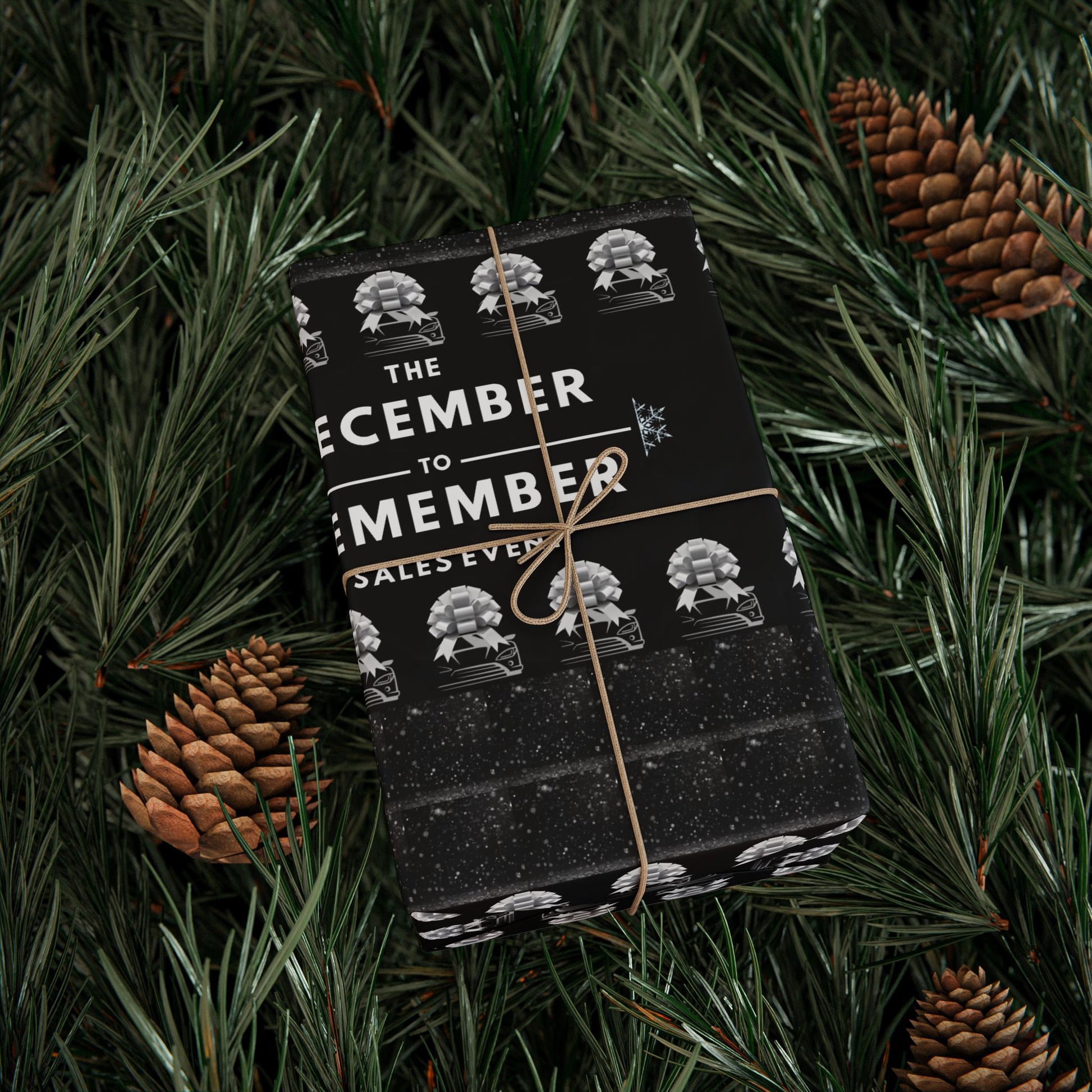 The December to Remember Sales Event Holiday Wrapping Paper – Festive Christmas Gift Wrap for Car Lovers