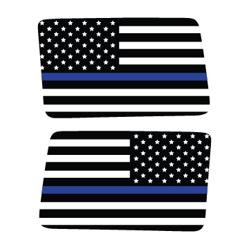 Thin Blue Line Rear Window Jeep Graphics – Die-Cut American Flag Decals (2-Piece Set)