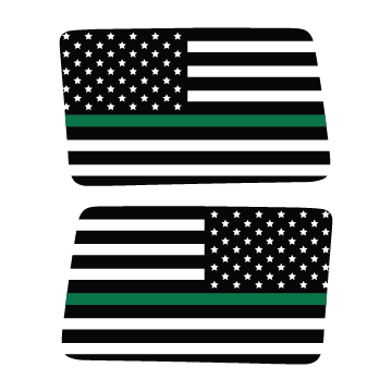 Thin Green Line Rear Window Jeep Graphics – Die-Cut Patriotic Rear Window Decal Set (2-Piece, Model-Specific Fit)