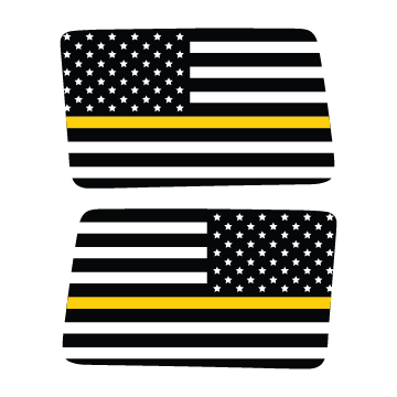 Thin Yellow Line Rear Window Jeep Graphics – Die-Cut Patriotic Rear Window Decal Set (2-Piece, Model-Specific Fit)