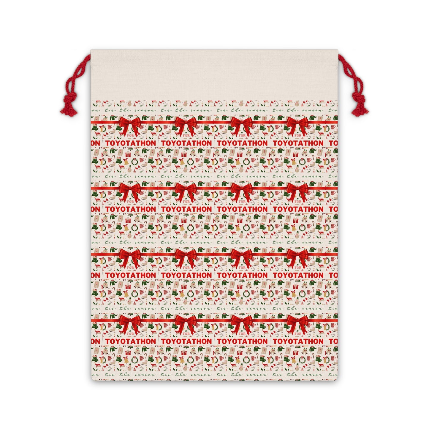 Tis the Season for Toyotathon Gift Bag – Reusable Holiday Santa Sack & Custom Drawstring Bag