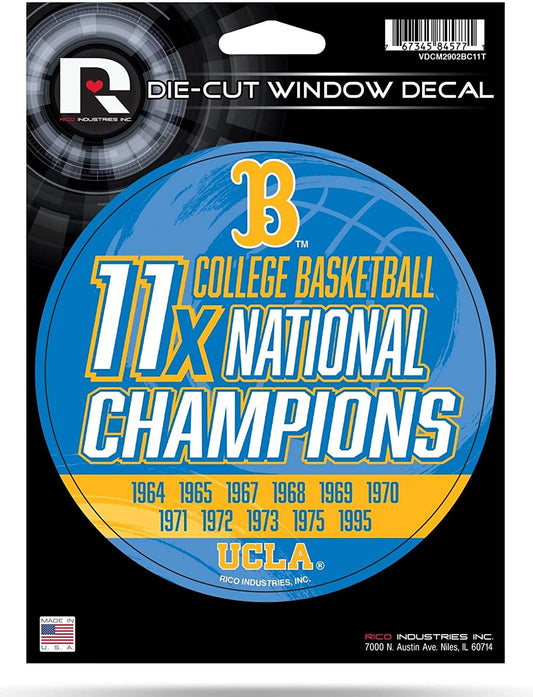 UCLA Bruins 5" Decal Sticker 11X Time Champions Flat Vinyl Auto Emblem