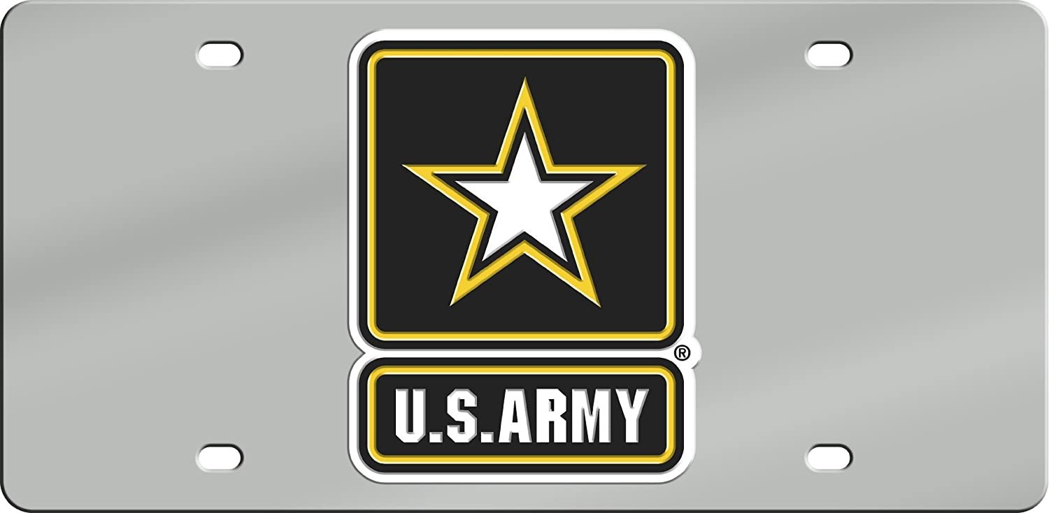 United States Army Military Premium Laser Cut Tag License Plate, Mirrored Acrylic Inlaid, 6x12 Inch
