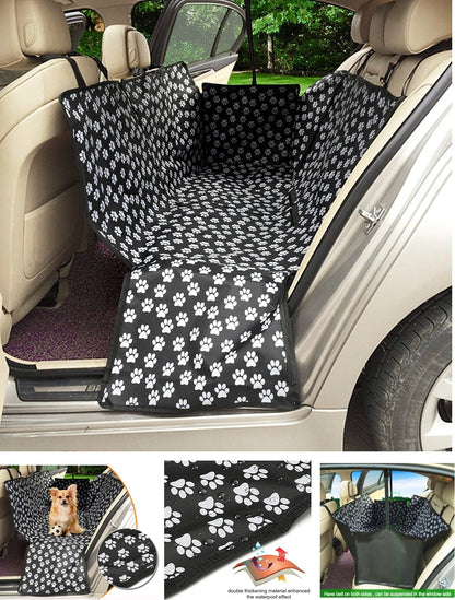 Universal Waterproof Back Car Hammock Pet Protector Cover for Animal Lovers with Paw Print Design