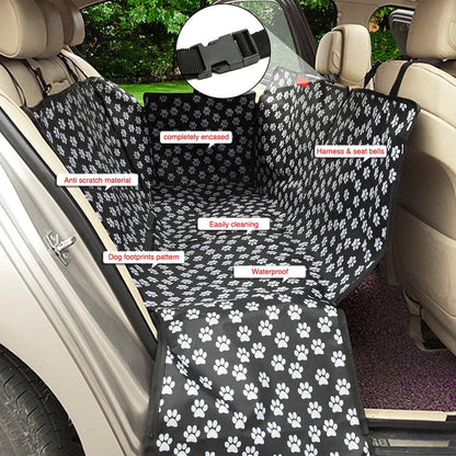 Universal Waterproof Back Car Hammock Pet Protector Cover for Animal Lovers with Paw Print Design