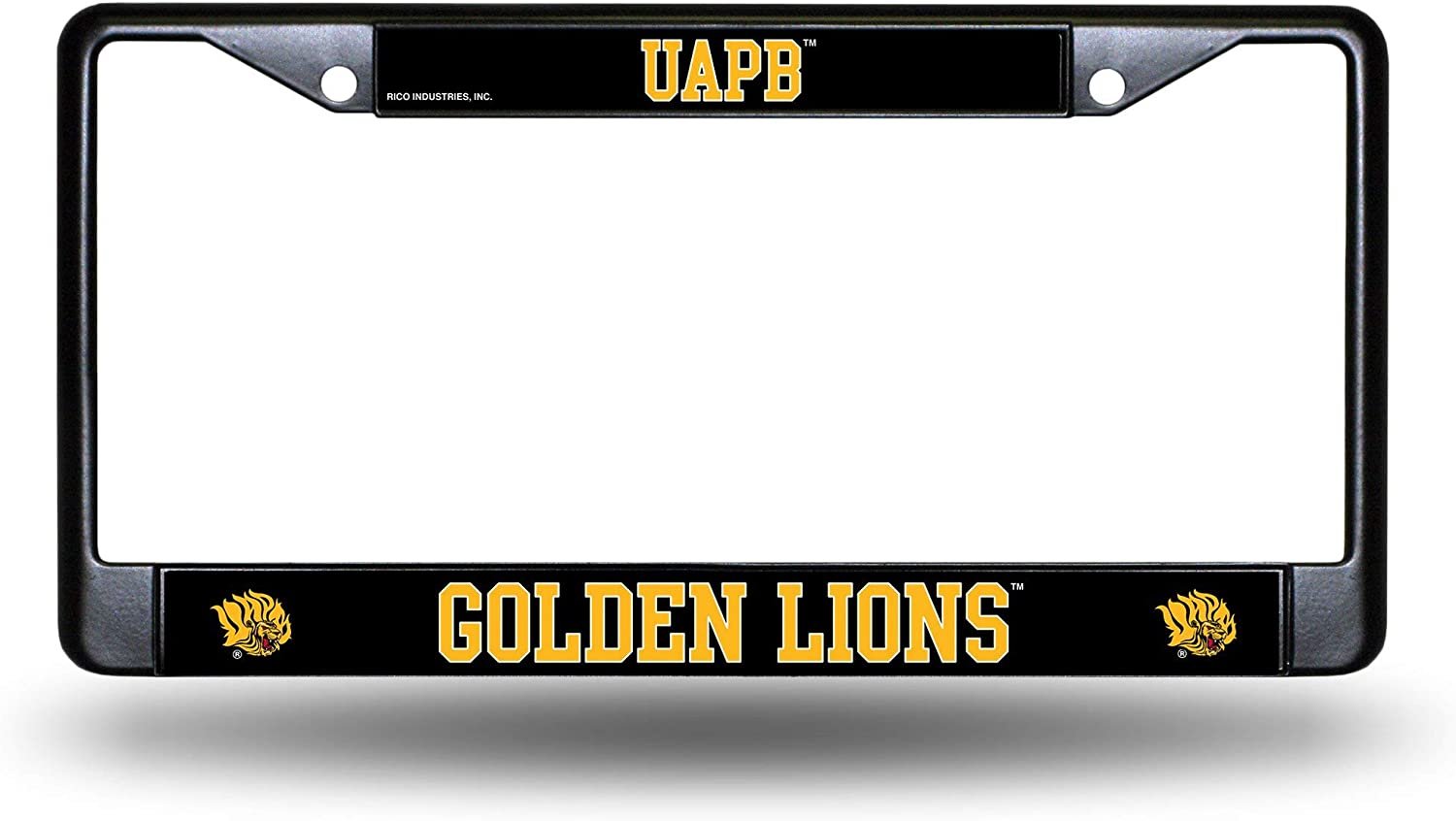 University of Arkansas Pine Bluff Golden Lions Black License Plate Frame Tag Cover 6 x 12 Inches