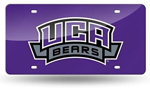 University of Central Arkansas Bears Premium Laser Cut Tag License Plate, Purple, Mirrored Acrylic Inlaid, 12x6 Inch