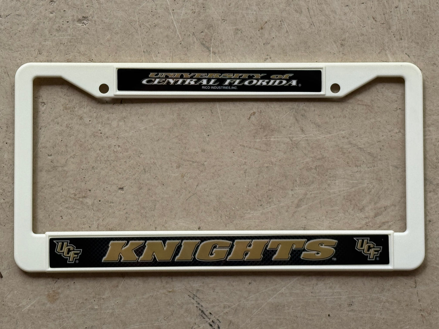 University of Central Florida UCF Knights White Plastic License Plate Frame Tag Cover, 12x6 Inch