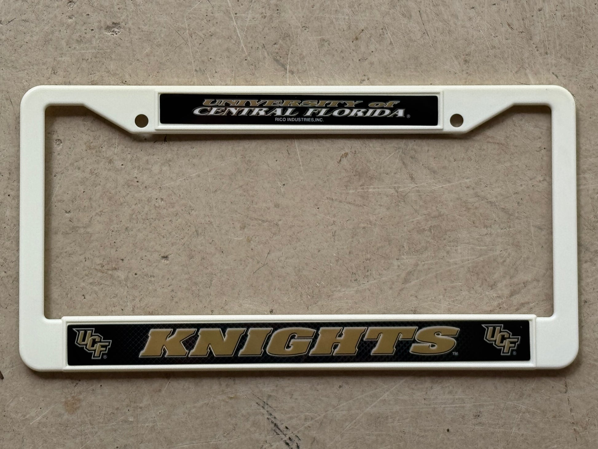 University of Central Florida UCF Knights White Plastic License Plate Frame Tag Cover, 12x6 Inch