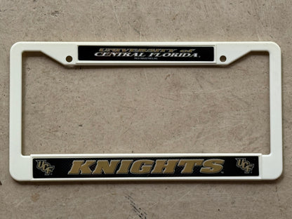 University of Central Florida UCF Knights White Plastic License Plate Frame Tag Cover, 12x6 Inch