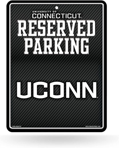University of Connecticut Huskies Metal Parking Novelty Wall Sign 8.5 x 11 Inch Carbon Fiber Design
