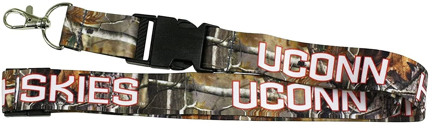University of Connecticut Huskies Uconn Realtree Camo Lanyard Keychain Double Sided Breakaway Safety Design Adult 18 Inch