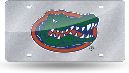 University of Florida Gators Laser Cut Tag License Plate, Bling Design, Mirrored Acrylic Inlaid, 12x6 Inch