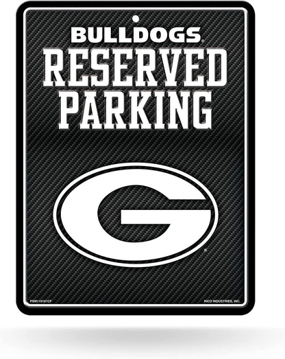 University of Georgia Bulldogs Metal Parking Sign, Carbon Fiber Design 8.5x11 Inch