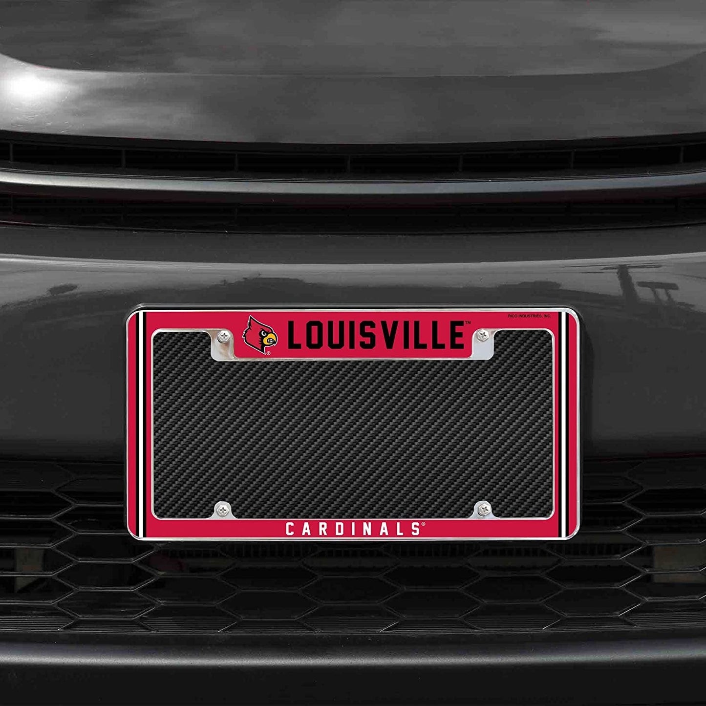 University of Louisville Cardinals Metal License Plate Frame Chrome Tag Cover 12x6 Inch Alternate Design