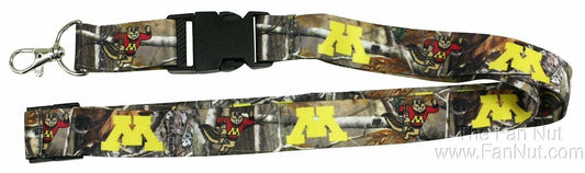 University of Minnesota Gophers Camo Lanyard Keychain Double Sided Breakaway Safety Design Adult 18 Inch