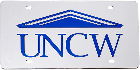 University of North Carolina at Wilmington Seahawks UNCW Laser Cut Tag License Plate, Mirrored Acrylic Inlaid, 12x6 Inch