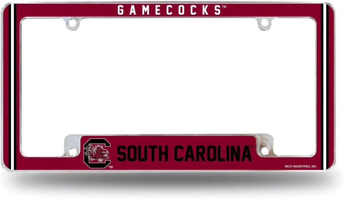 University of South Carolina Gamecocks Metal License Plate Frame Chrome Tag Cover 12x6 Inch Alternate Design