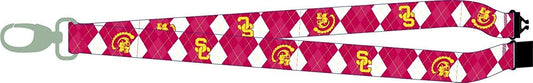 University of Southern California USC Trojans Argyle Lanyard Keychain Double Sided Breakaway Safety Design Adult 18 Inch