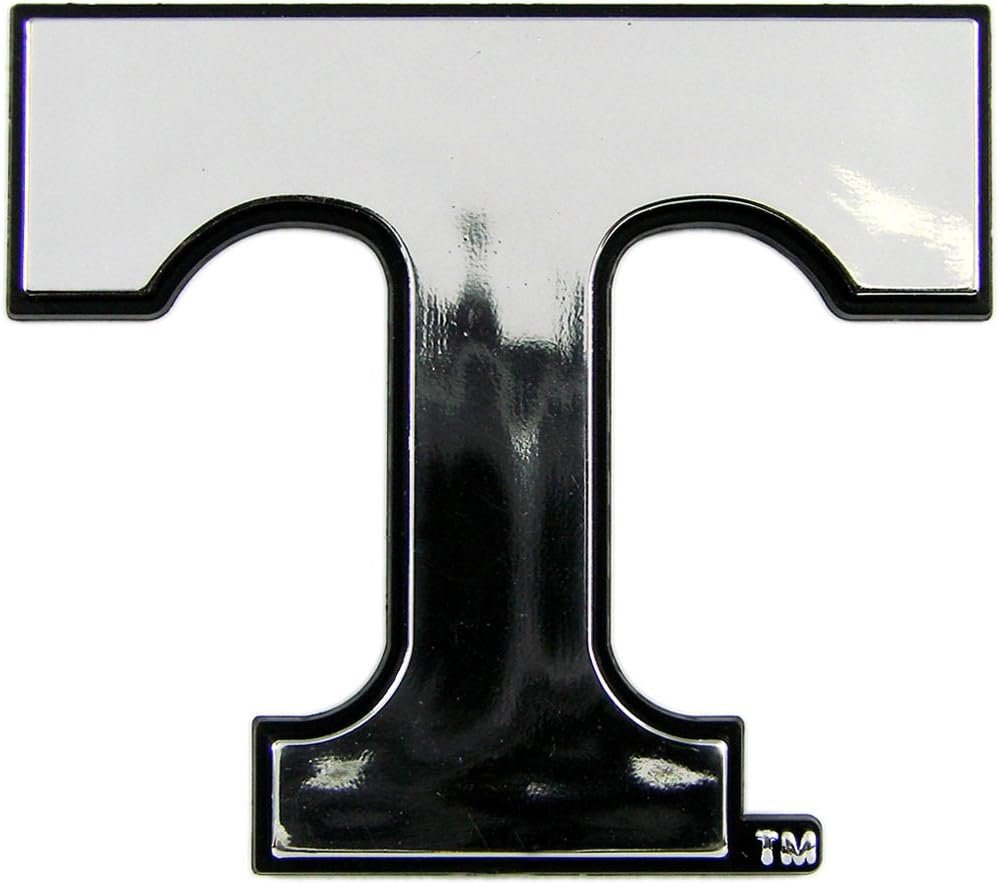 University of Tennessee Volunteers Silver Chrome Color Auto Emblem Molded Raised Adhesive Tape Backing