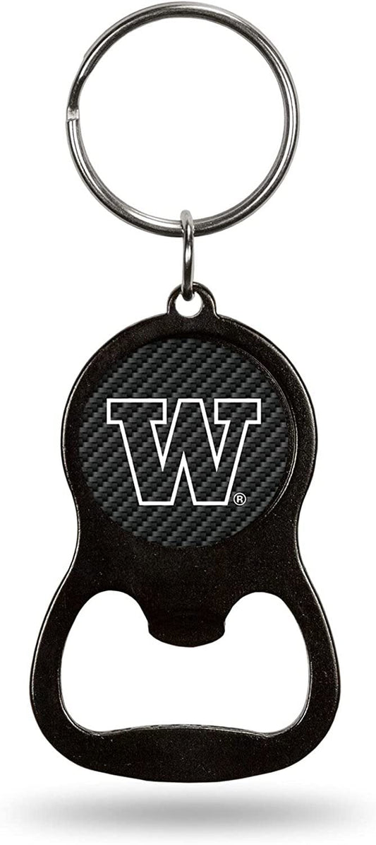 University of Washington Huskies Keychain Bottle Opener Carbon Fiber Design Metal