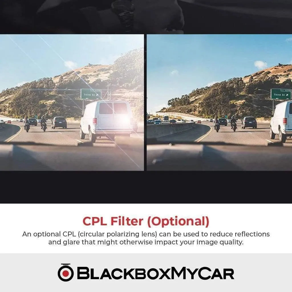 Road footage with and without the optional CPL filter for the VIOFO A119 V3