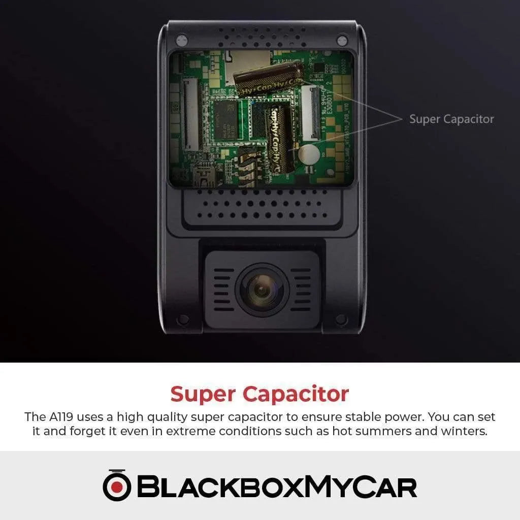 Inside view of the VIOFO A119 V3 showing its supercapacitor