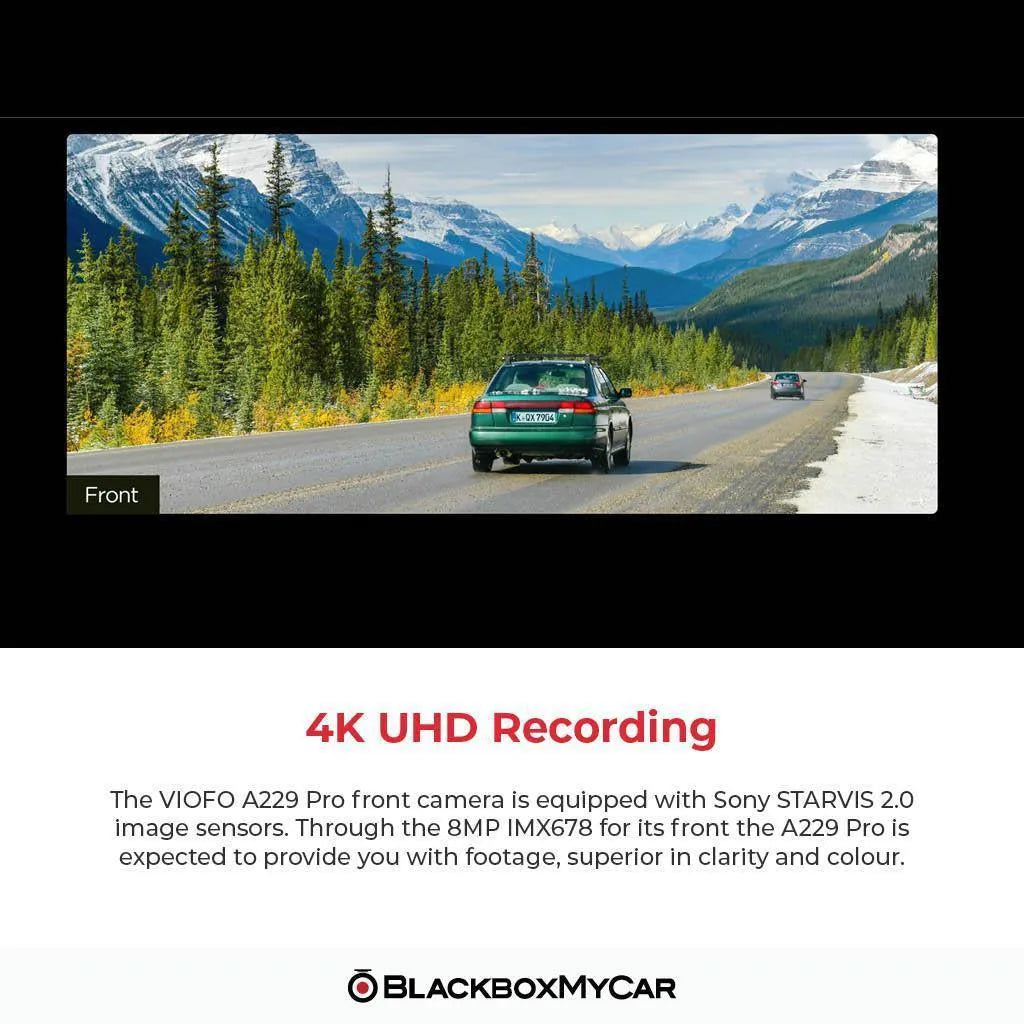 VIOFO A229 Pro front recording sample showing cars on a mountain road