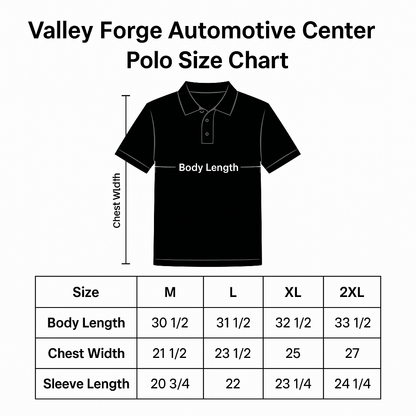 Valley Forge Automotive Center Polo – Unisex Car Enthusiast Polo | In-Stock & Ships Fast