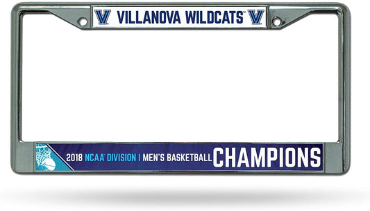 Villanova University Wildcats 2018 Champions Metal License Plate Chrome Tag Frame Cover 6x12 Inch