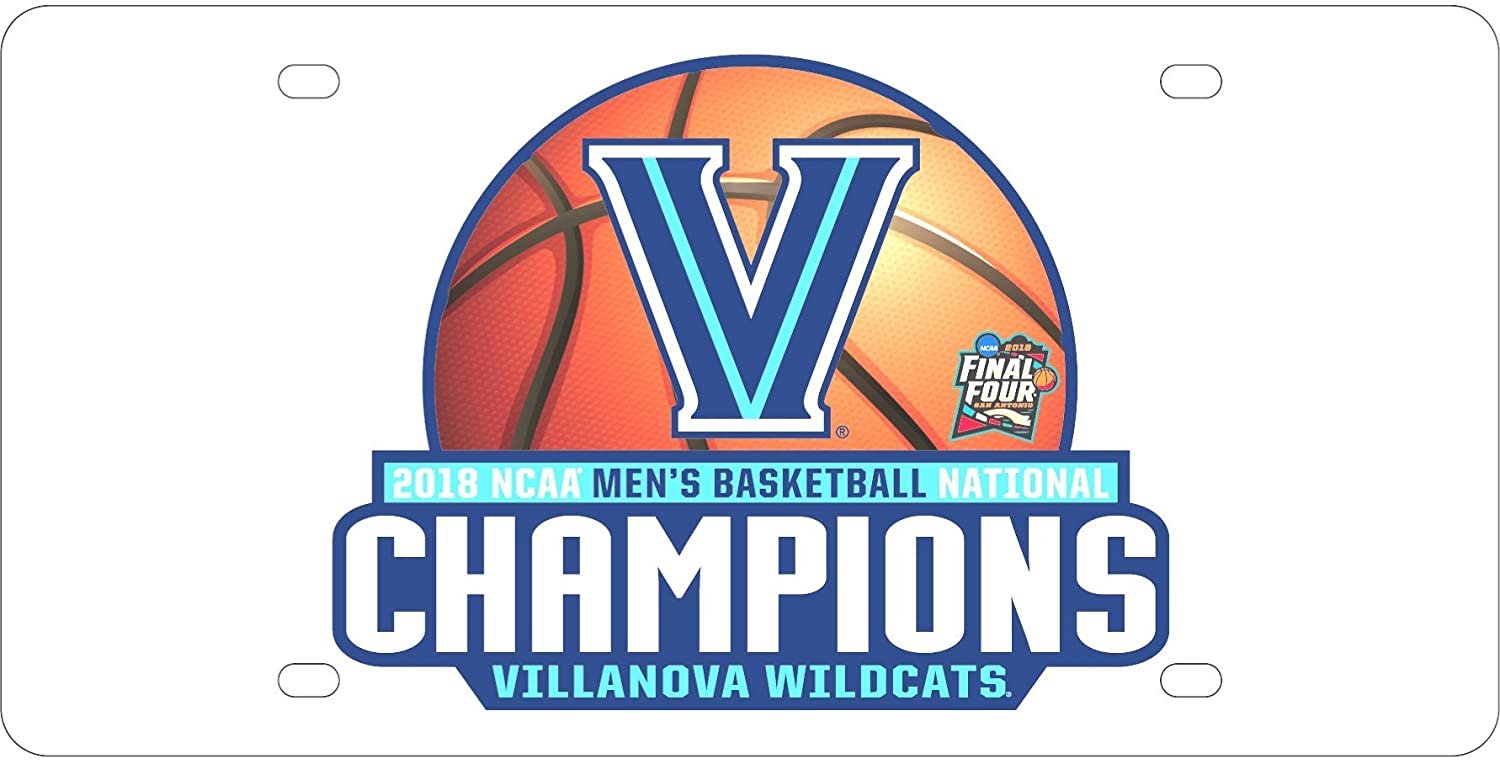 Villanova University Wildcats 2018 Champions Premium Laser Cut Tag License Plate, Mirrored Acrylic Inlaid, 6x12 Inch