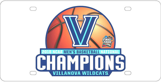 Villanova University Wildcats 2018 Champions Premium Laser Cut Tag License Plate, Mirrored Acrylic Inlaid, 6x12 Inch