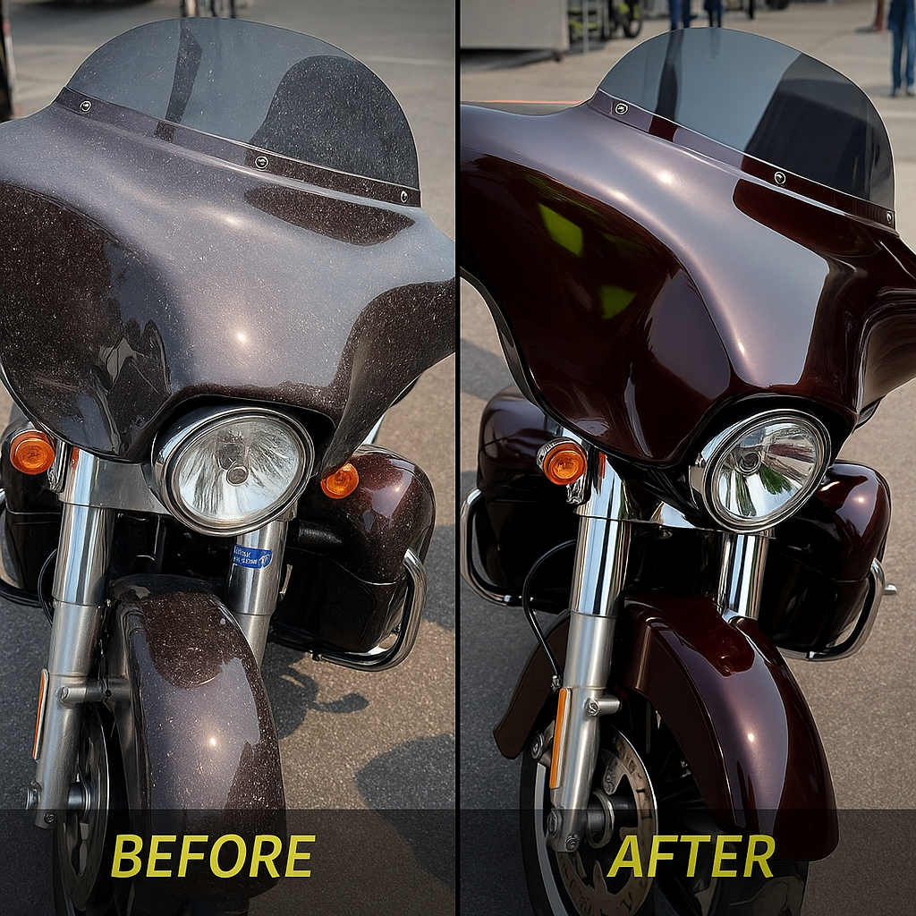 WASH&WHIPS MotoPro Motorcycle Detailing Kit - Bug Remover, Leather Care, Ceramic Spray