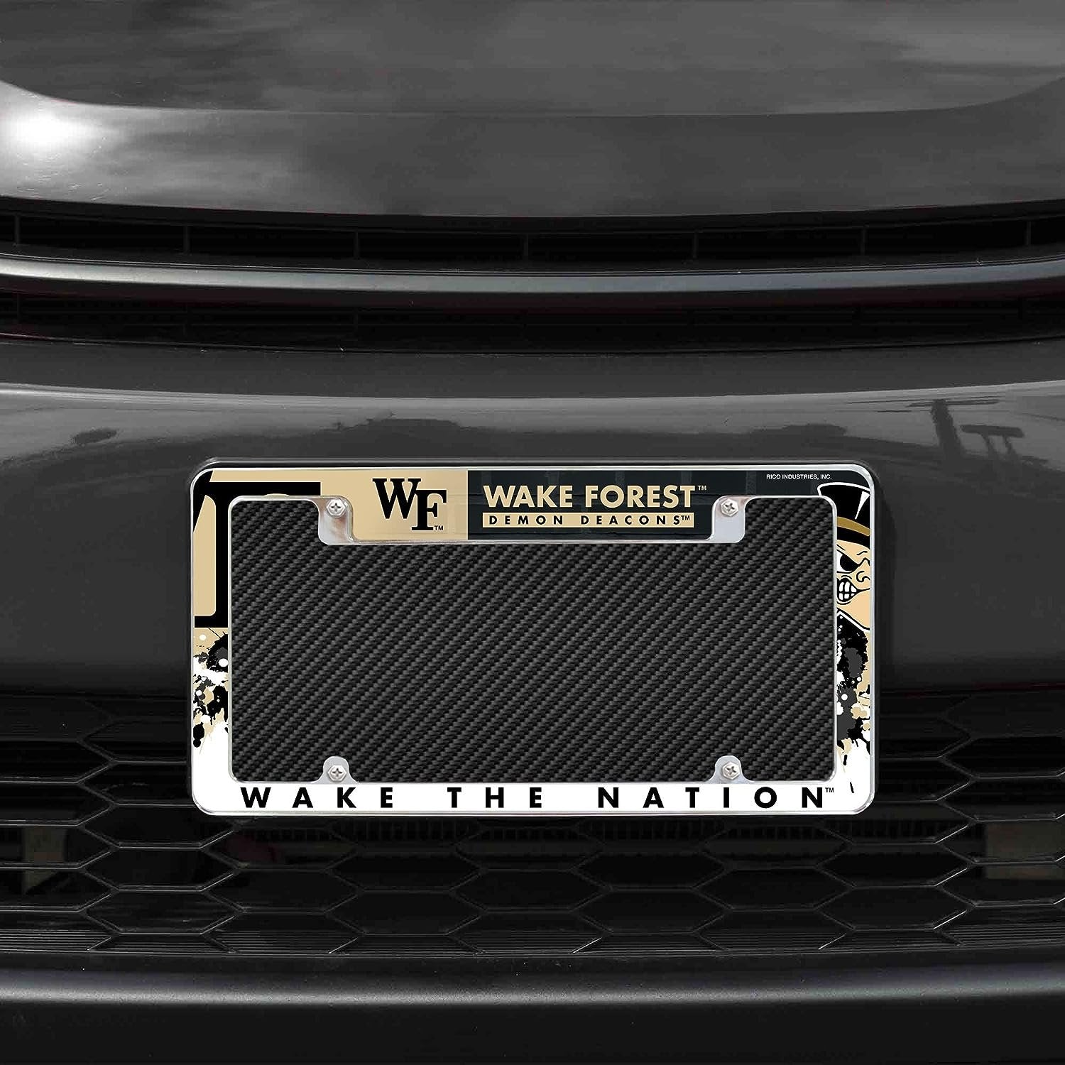 Wake Forest University Demon Deacons Metal License Plate Frame Chrome Tag Cover 12x6 Inch Alternate Design