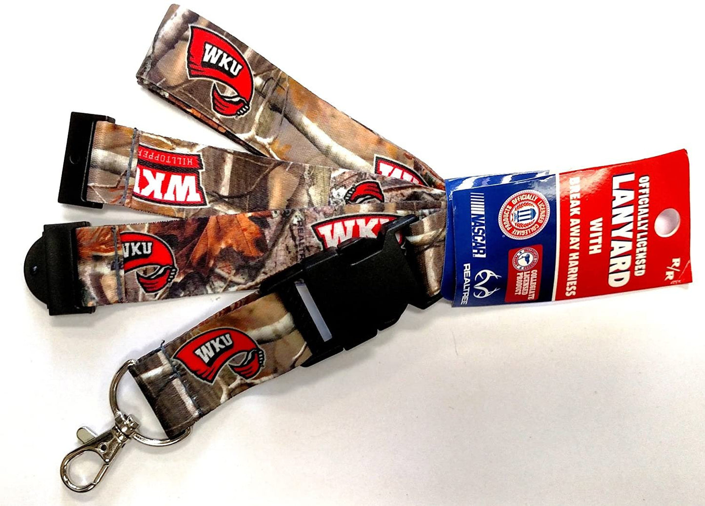 Western Kentucky Hilltoppers CAMO WKU RR Deluxe 2-Sided Lanyard Breakaway Clip w/J-Hook Keychain University of