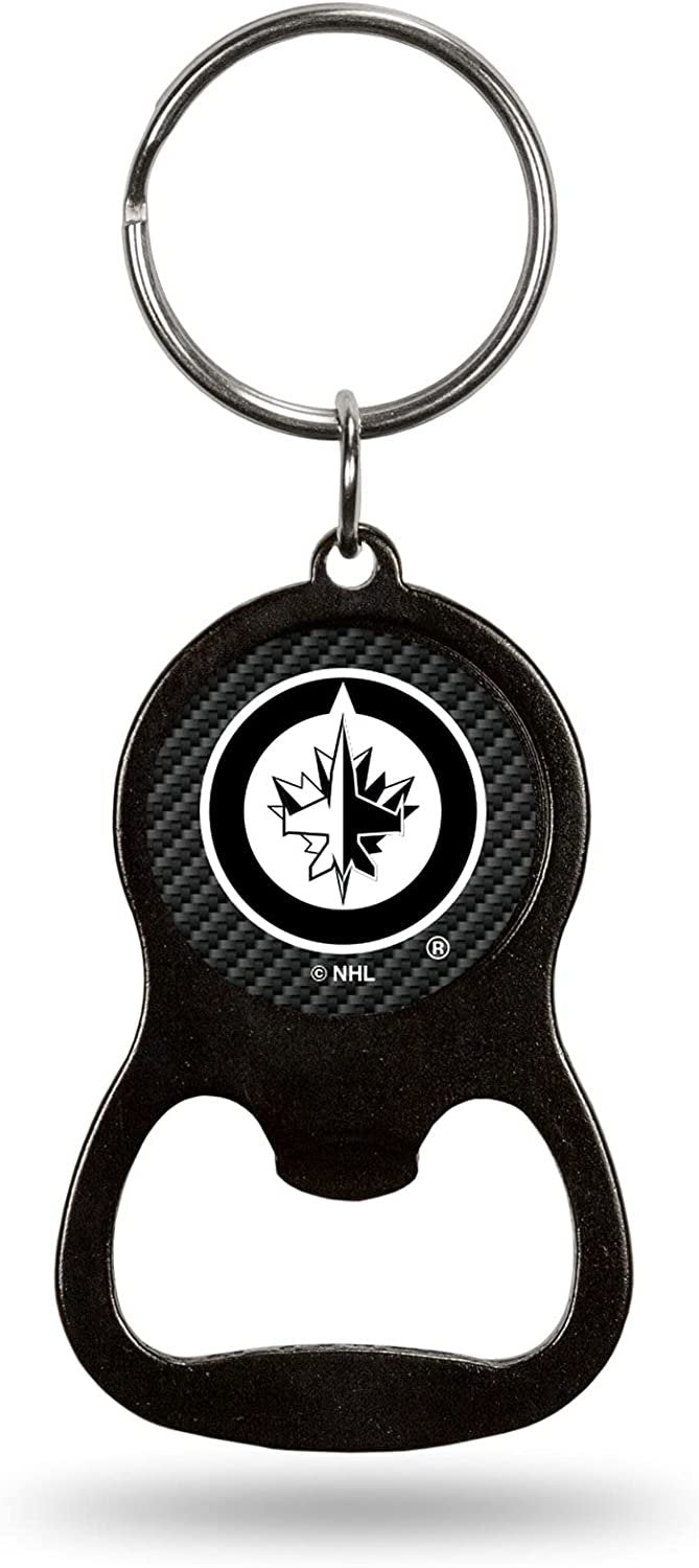 Winnipeg Jets Premium Solid Metal Keychain Bottle Opener, Carbon Fiber Design