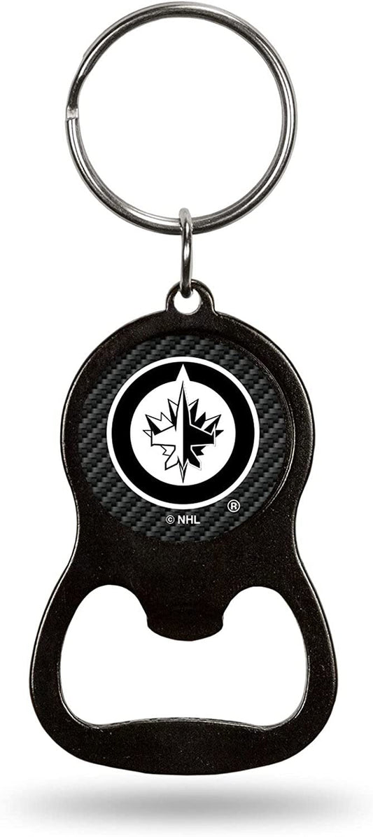 Winnipeg Jets Premium Solid Metal Keychain Bottle Opener, Carbon Fiber Design