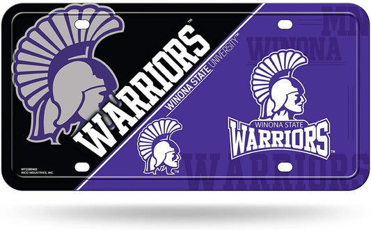 Winona State University Warriors Metal Auto Tag License Plate, Split Design, 6x12 Inch
