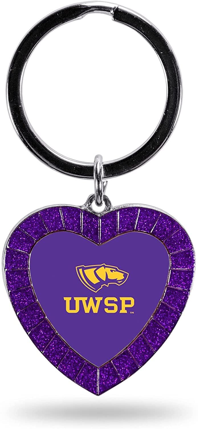 Wisconsin Stevens Point Keychain Rhinestone Heart Decal Emblem Team Color University of