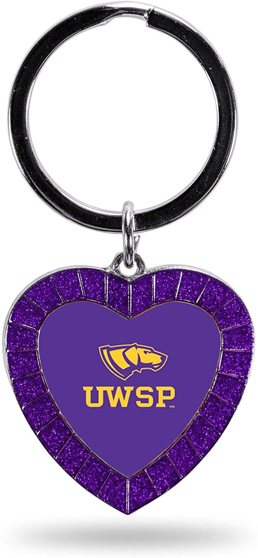 Wisconsin Stevens Point Keychain Rhinestone Heart Decal Emblem Team Color University of