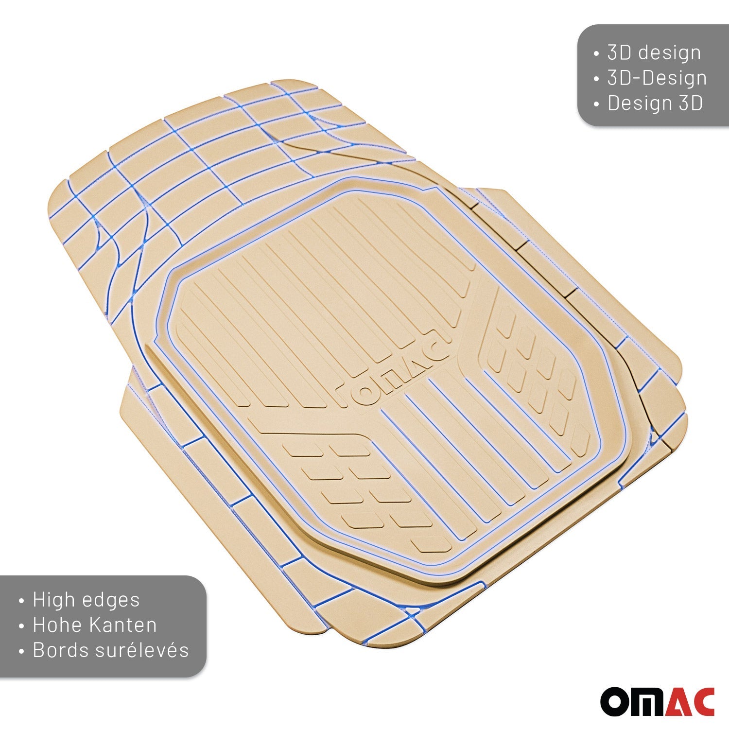 Honda Civic Heavy Duty Trim to fit Floor Mats Liner Tan All Weather 4Pcs 3