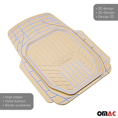 Honda Accord Heavy Duty Trim to fit Floor Mats Liner Tan All Weather 4Pcs 3