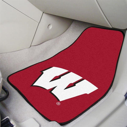 University of Wisconsin Badgers Front Floor Mats, Carpet Car Set, 18x27 Inch, Nylon, Set of 2 1