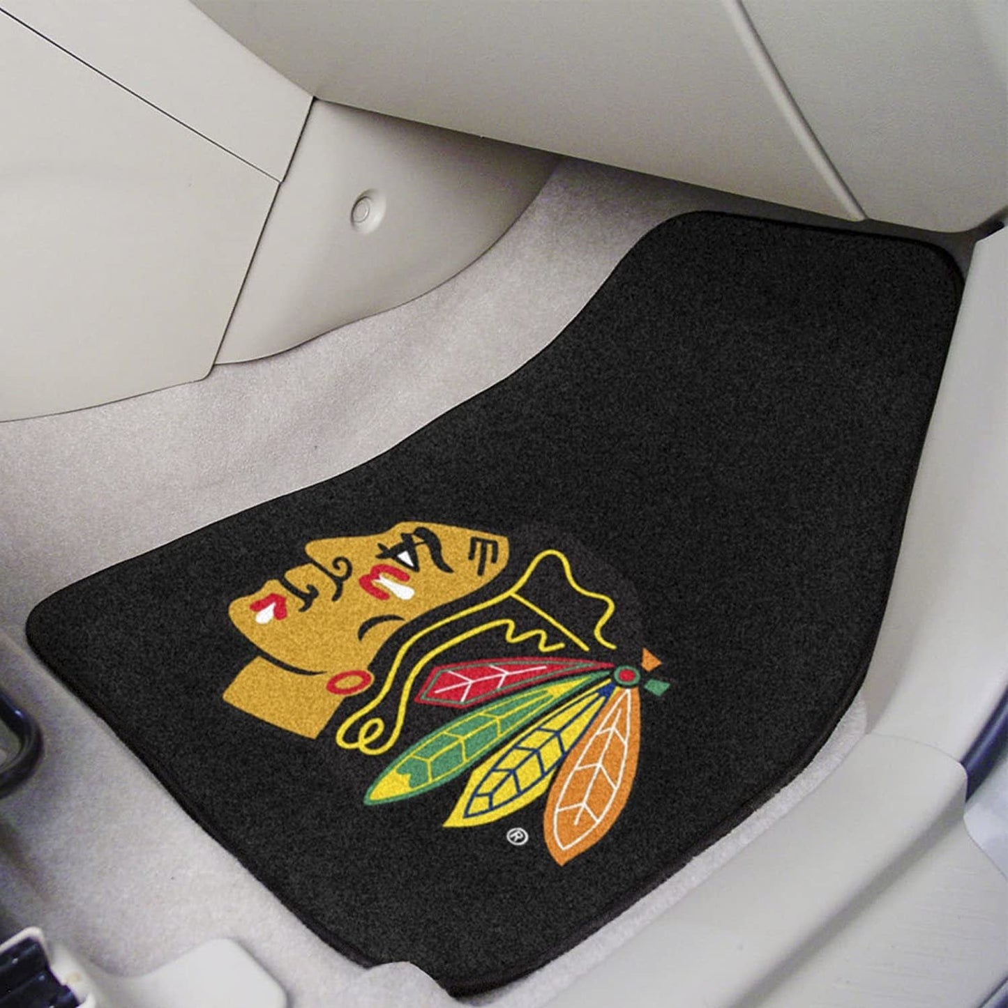 Chicago Blackhawks Front Floor Mats, Carpet Car Set, 18x27 Inch, Nylon, Set of 2 2