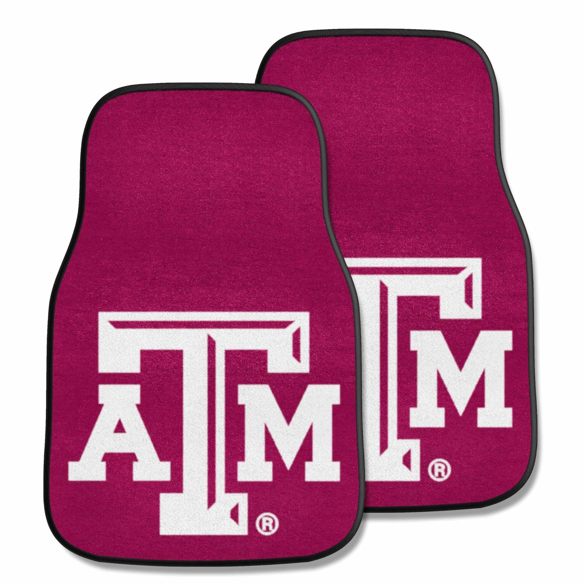 Texas A&M University Aggies 2-Piece Vehicle Carpet Mat Set, Front Row Automotive Floor Mats, Non-Slip Backing, 18x27 Inch Each, Team Colors, Officially Licensed 1