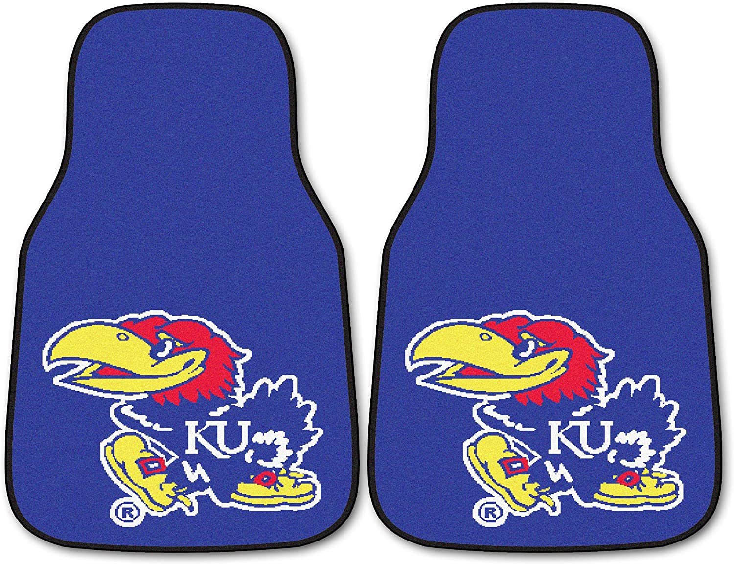 University of Kansas Jayhawks Front Floor Mats, Carpet Car Set, 18x27 Inch, Nylon, Set of 2 1
