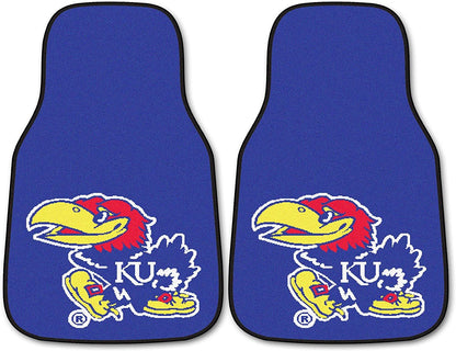 University of Kansas Jayhawks Front Floor Mats, Carpet Car Set, 18x27 Inch, Nylon, Set of 2 1
