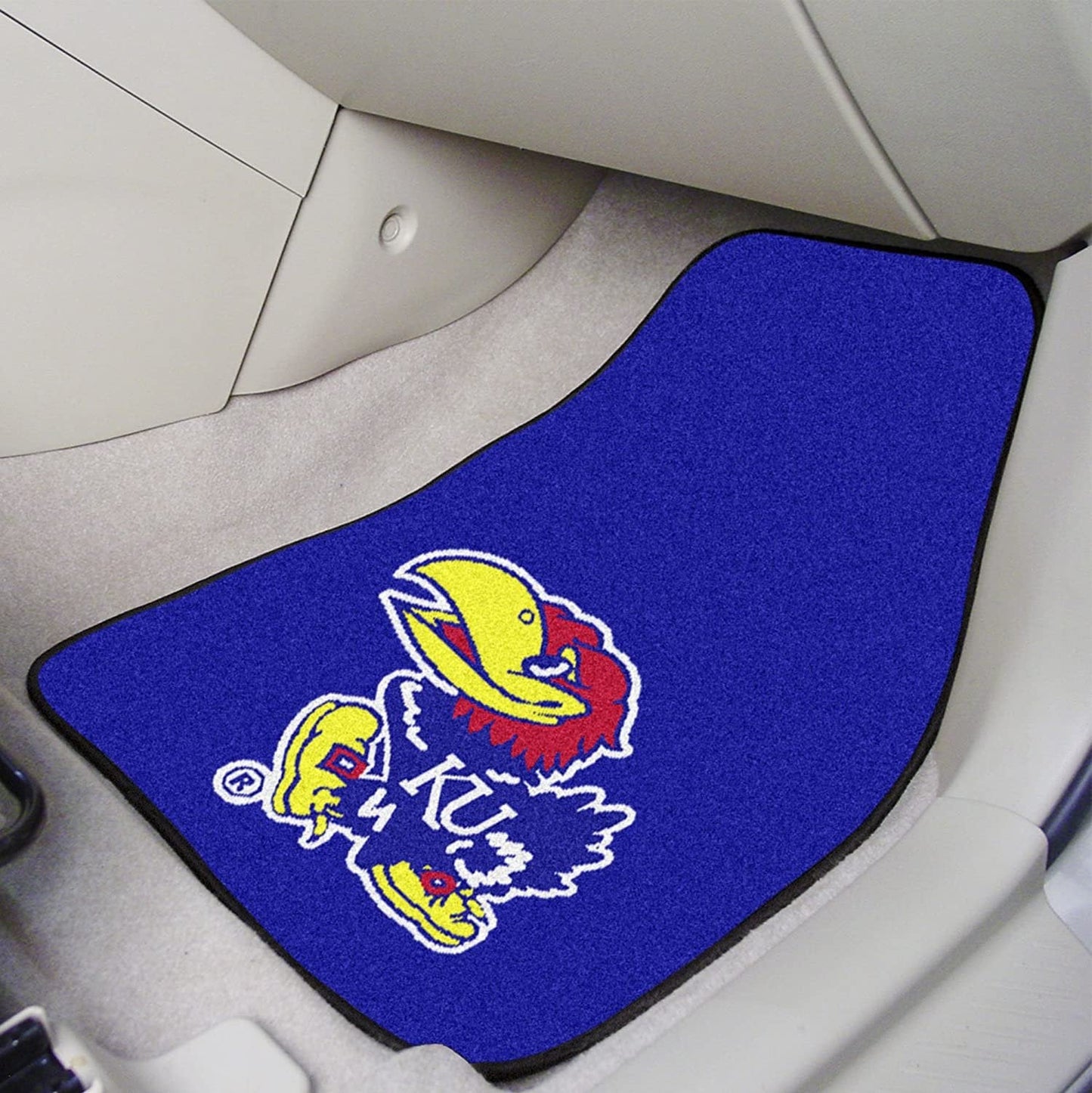 University of Kansas Jayhawks Front Floor Mats, Carpet Car Set, 18x27 Inch, Nylon, Set of 2 2