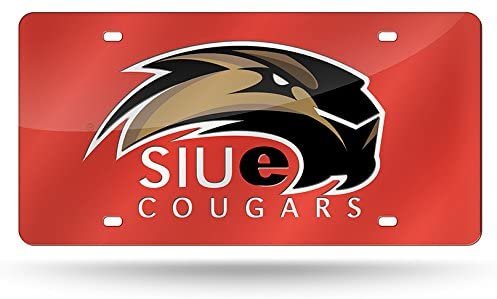 Southern Illinois University Edwardsville Cougars Laser Tag License Plate, Mirrored Acrylic Inlaid, 6x12 Inch